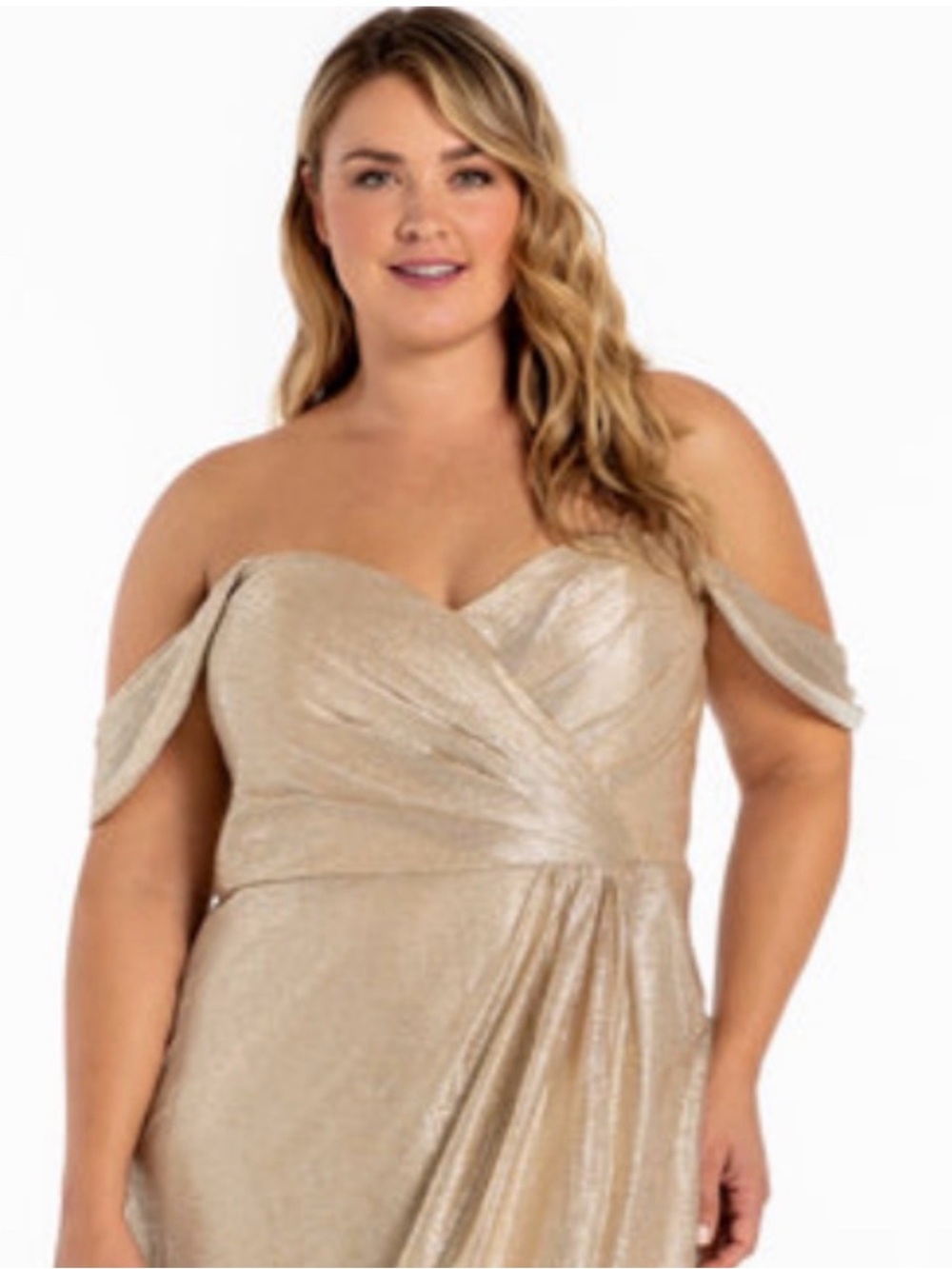 NWT Hayley Paige Occasions Dress, #52002, Silver Liquid Metallic/Dusty Mauve 22